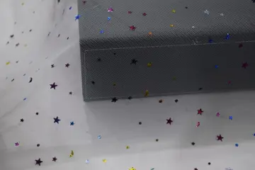 100% Polyester Star And Moon Pattern Mesh Fabric