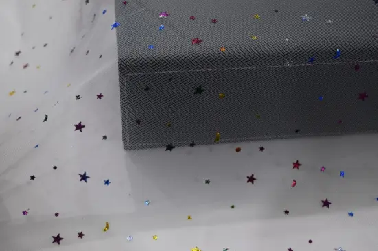 100% Polyester Star And Moon Pattern Mesh Fabric