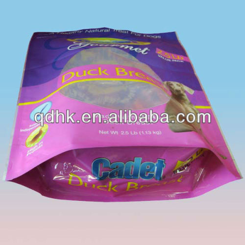 Standing up plastic zipper bag for dog food