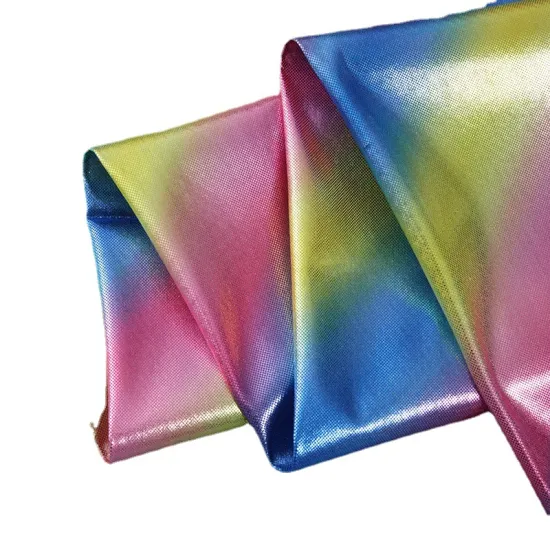 Sparkling Rainbow Foil Printed Polyester Fabric: Iridescent, Holographic, and Stretchy for Stage Covers and More