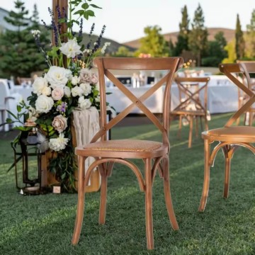 Modern Solid Wood Rattan Cross-Back Dining Chair