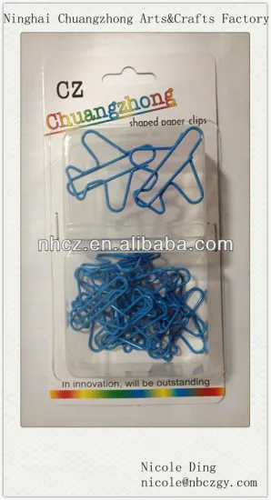 Promotional Plane Shaped Paper Clips in a Blister Card