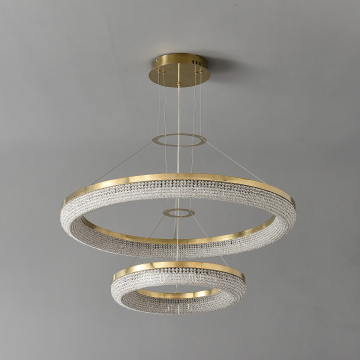 Wholesale Custom Logo Adjustable Double Ring LED Crystal Chandelier