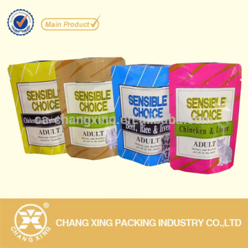 Custom printing doypack self standing cat dog food treats plastic packaging bag