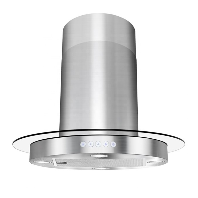 Kitchen Major Appliance Cooker Hood with Push Buttons +Tempered Glass Kitchen Vent ISLAND Range Hood Chimney Extractor