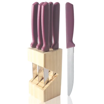 Colorful PP Handle Steak Knife Set by Real Manufacturer