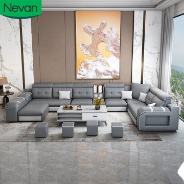 Modern U-Shaped Velvet 7-Seater Sectional Sofa