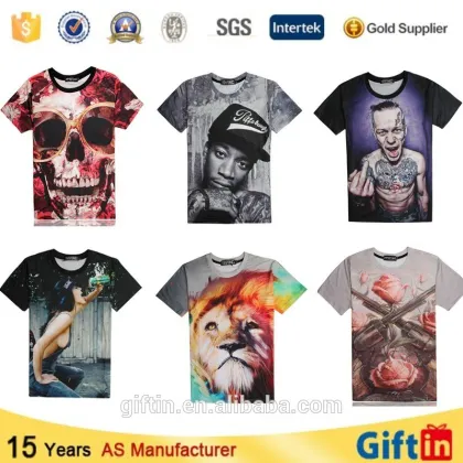 Custom Sublimation Printing T-shirt, New Design 3D Printing T-shirt, Wholesale T-Shirt Men