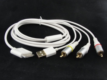 Composite RCA Cable AV Video to TV USB Charger for iPod, iPad2, iPhone 4 4s