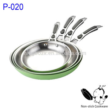 4pcs two layers steel fry pan set stainless steel cookware