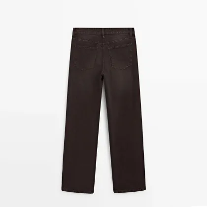 Women's casual style modern urban retro mid waist wide leg jeans