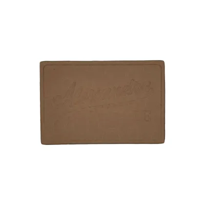 Press letter-shaped leather label