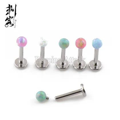 316L Surgical Steel Labret with Opal Ball Body Piercing Opal Jewelry