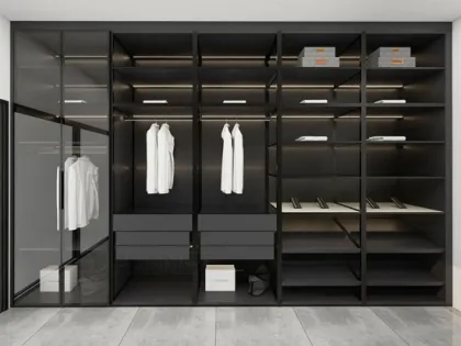 MDF Sliding Door Glass Bedroom Walk In Wardrobe