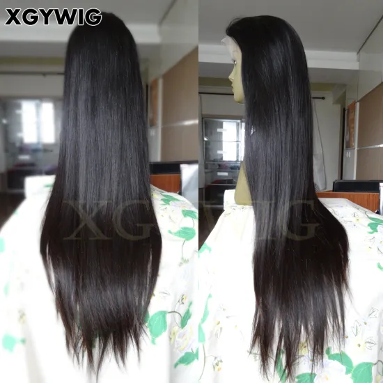 High-Quality 28 Inch Silky Straight Brazilian Human Hair Full Lace Wig with Cuticle Alignment and Baby Hair