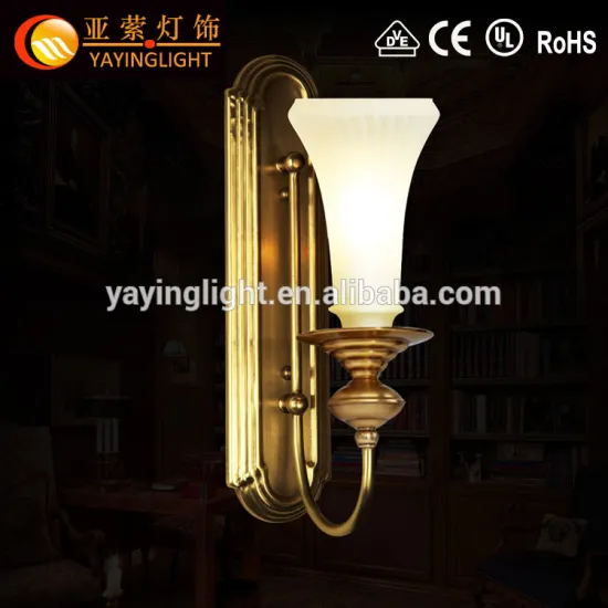 American bedroom bedside brass wall lamp hotel,hallway living room European-style minimalist copper wall lamp