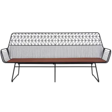 Black Metal Arrow Frame Upholstered 3 Seater Sofa Rental for Parties and Events
