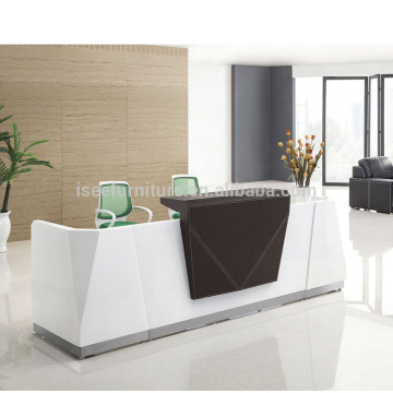 2 person modern standing reception desk office furniture leather decoration white & chocolate IE107