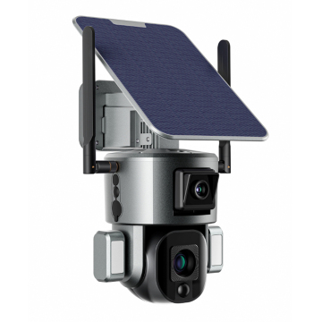 Outdoor Dual-Lens WiFi LTE 4G PTZ Solar Camera with 2K Spotlight Night Vision