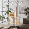 AIBIKE Eco-friendly Wooden Cat Tree Tower 5-Tier Scratching Post Durable Rest Platform Modern Design for Indoor Cats-Pet Toy