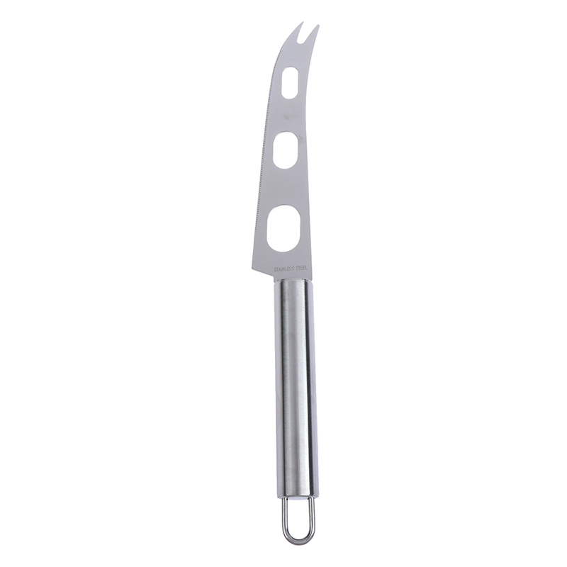 1pc Cheese Knife Stainless Steel Cheese Knife With Fork Tip Serrated Cheese Butter Knife Slicer Cutter Cheese Tools