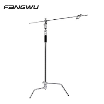 Stand da treppiede in stile C in acciaio inossidabile da 3,3 m con braccio boom per faretti e softbox - ideale per studi fotografici