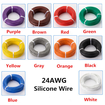 10 meters/lot 24AWG silicone wire 24# AWG ,200 degrees Celsius High temperature resistant, DIY Battery Wire Electronic wire
