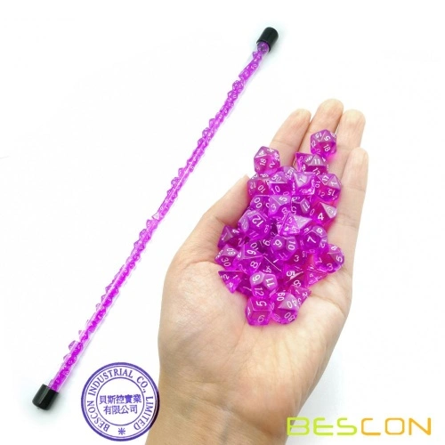 Bescon 49pcs Gem Purple Mini Polyhedral Dice in Long Tube Mini RPG Dice 7X7pcs