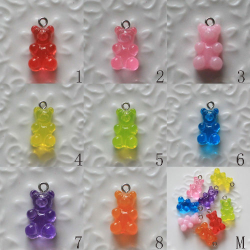 Fashion Cute Resin Gummy Bear Pendant Charms For Woman Girls Cartoon Jewelry Findings DIY Wholesale 10*17mm