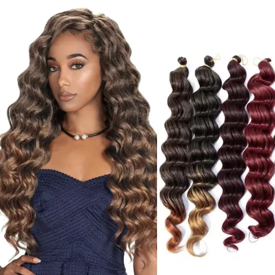 20 inch Synthetic Deep Wave Hair Extension Wholesale Ocean Wave Crochet Hair Ombre Water Deep Curly Braid Hair
