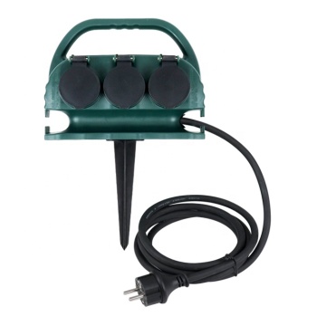 European Garden Residential Waterproof IP44 Outdoor Power Extension Socket with 6 Outlets, 16A 250V
