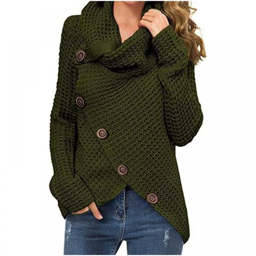 Herbst Winterplaid Langarm asymmetrischer Wickelpullover