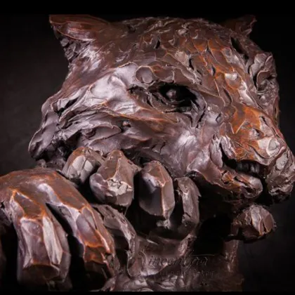 designer home decor metal craft bronze tiger head sculpture