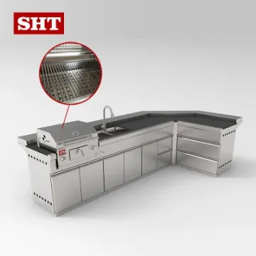 Chicken BBQ L Shape Garden Kitchen Grill Outdoor Barbecue Grill with Bar