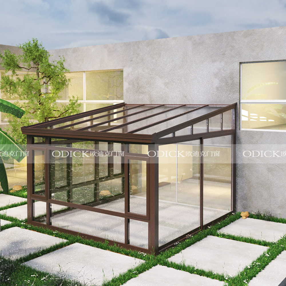 Large Wrought Iron Gazebo Sun Rooms Tempered Glass House 4 Season Roof Sunroom Solarium Glass ECO Friendly Modern Villa Arch 1004