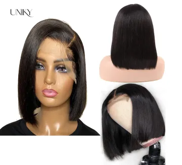 Peruvian Natural Human Hair Wigs Short Bob Cut Straight Virgin Single Donor Raw Human Hair Peruvian 13x4 Lace Frontal Bob Wig
