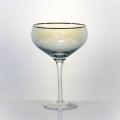 ribbed champagne flute glass set with gold rim