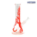 Glass Beaker Bong with Red hand painting