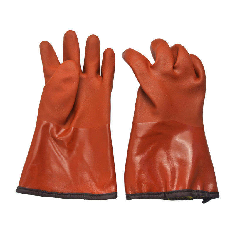 Brown PVC Frío Frío Trabajo Guantes de CashMere Feining