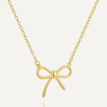 Fashion 18K Gold Plated Necklace Pendants for Jewelry Making - Gold Bow Necklace