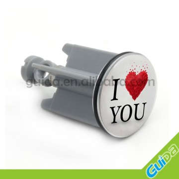 China Wholesale Zinc sink plugs, Waschbeckenstopsel Surfer I love you, made in china