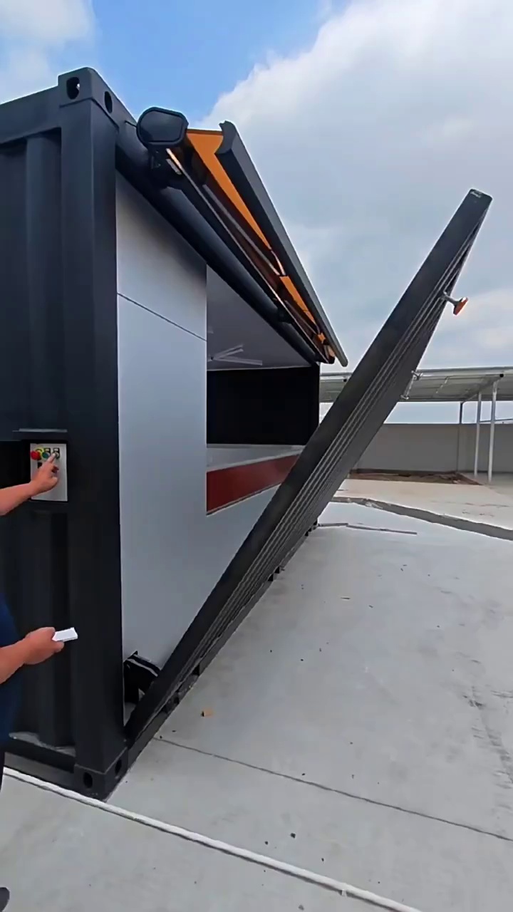 Sustainable Folding Shelter with Industrial Aesthetic