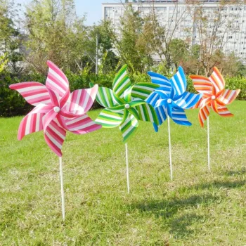 Striped Windmill Wind Spinner Home Garden Yard Decoration Kids Children Toys JUN5-A