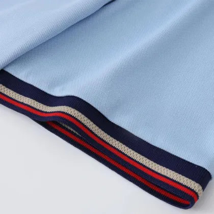 High Quality Men's Business Striped Polyester Polo T-Shirt