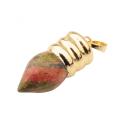 Natural Lamp Bulb Gemstone Unakite Pendant Plated Gold