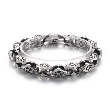 KALEN 230mm Men's Punk Mysterious Stainless Steel Links Bracelet
