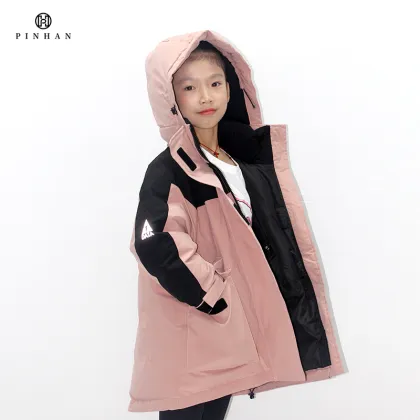 Kids Mid-Length Down Jackets - Girls' Thicken Hooded Coats for Autumn & Winter