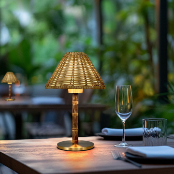 Hot-Sale Wireless Bamboo Table Lamp - Wedding Decorative Night Light with Replaceable Lampshade