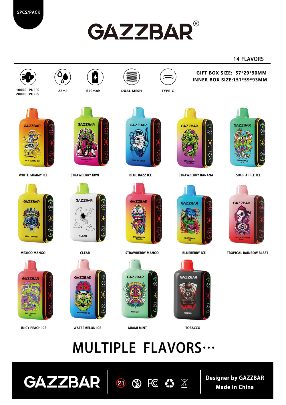 New Gazzbar Rocket 20k Puffs Vape Dual Mesh