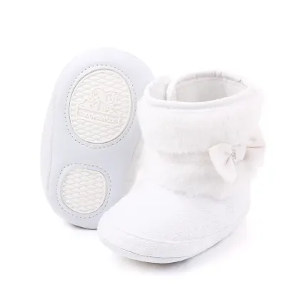 Wholesale Winter Baby Cotton Shoes with Bows - Soft Bottom Toddler Shoes